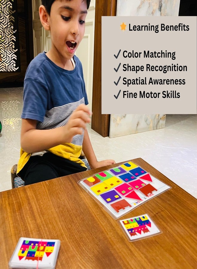 FUN FRY Build A Castle Puzzle Game for Kids | Montessori Velcro-Based Logic Toy | Educational Pattern Matching Board Game for Boys & Girls Age 3-7 Years - Image 4